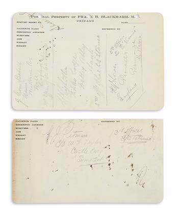 (TITANIC.) Signatures of the Titanics 4 surviving officers, collected aboard the Carpathia.